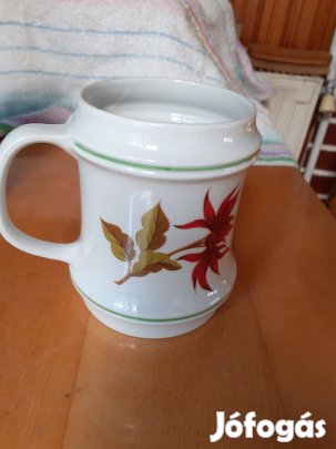Régi Hollóházi porcelán sörös korsó 3dl-es