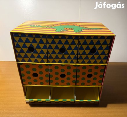 Régi IKEA gyerek papír tárolópolc kihúzható fiókokkal dinoszauruszos
