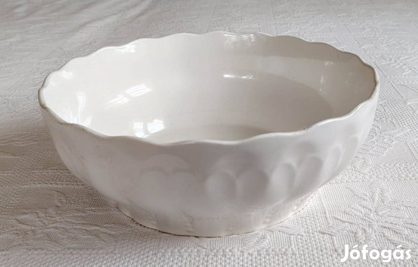 Régi Jelzett Fehér Kispesti "Gránit" Nagy Pogácsás Tál (28 cm)