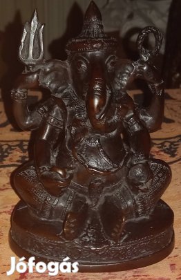 Régi Jó Állapotú Indiai Ganesha Buddha Szobor 