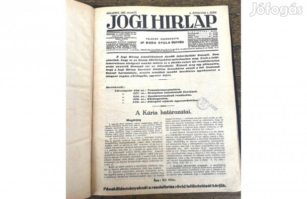 Régi Jogi Hírlap jogi antikvár folyóirat teljes évfolyam egybekötve