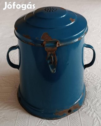 Régi Kék "Bonyhádi" 5 Literes Zománcos Zsíros Bödön / Véndő