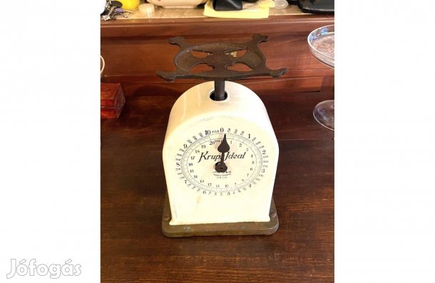 Régi Krups Ideal porcelán óramérleg antik konyhai mérleg