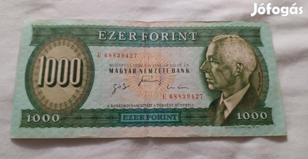 Régi Magyar 1000 Forint Papírpénz / Bankjegy (1996)