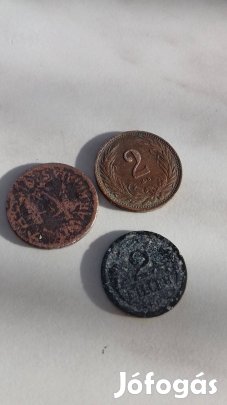 Régi Magyar 2 fillér a 3db egybe 1910-ből