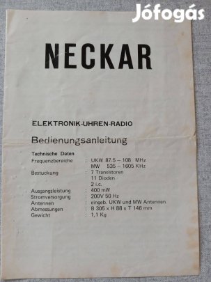 Régi Neckar órás rádió, Orion TV, Toschiba videorekorder használati ut