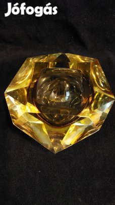 Régi Olasz csiszolt üveg tál, hamutartó, gyertyatartó