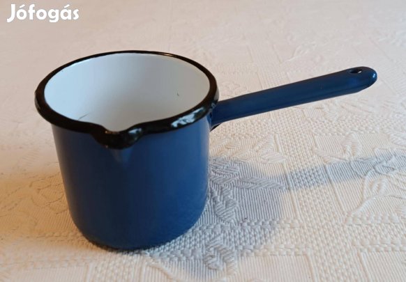 Régi Orosz / Szovjet Zománcos Szép Kék Nyeles Tejforraló / Lábas