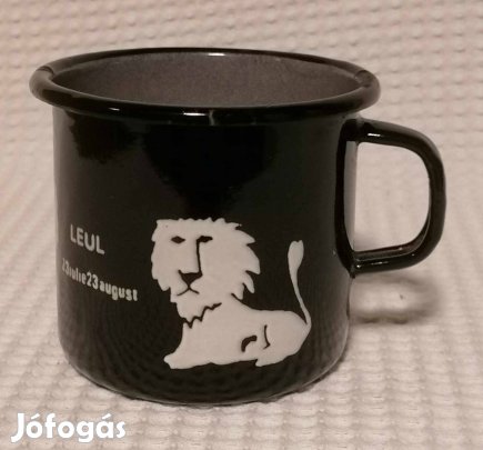 Régi Oroszlán Csillagjegy Fekete Zománc Bögre / Findzsa