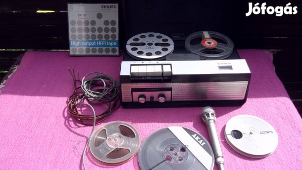 Régi Philips szalaggal tárcsa, erősítősítővel orsóval magnetofon
