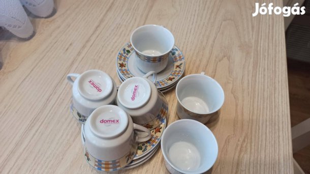 Régi Retro Domex 6-os porcelán kávés csésze készlet