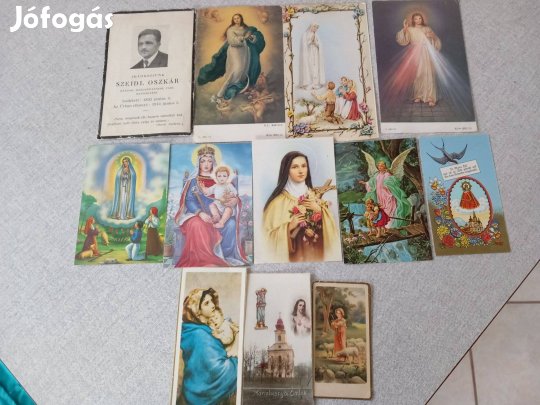 Régi Rókai Kat szentképek 12db csomagba némelyik az atya aláírásával