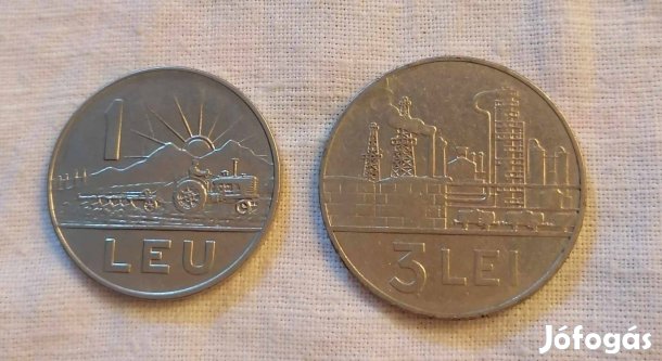 Régi Román / Románia 1 & 3 Lei / Lej Érme / Fémpénz / Érem Szett
