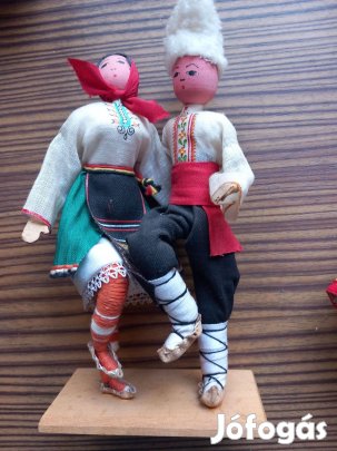 Régi Román bocskoros Oláh táncos babapár 23cm hibátlan