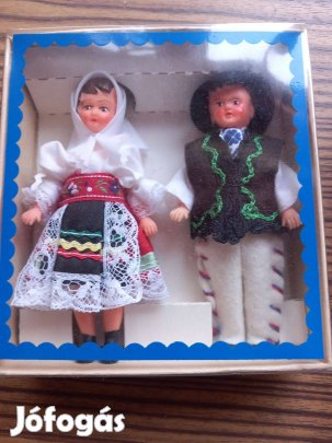 Régi Székely népviseletes baba pár dobozába hibátlanok