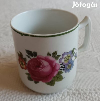 Régi Szép Virág / Rózsa Mintás Jelzett Porcelán Bögre / Findzsa