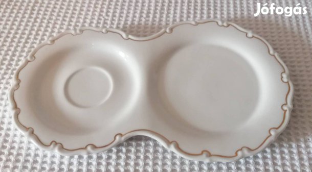 Régi Szép "Witeg Kőporc" Fehér Porcelán Dupla Kínáló / Alátét