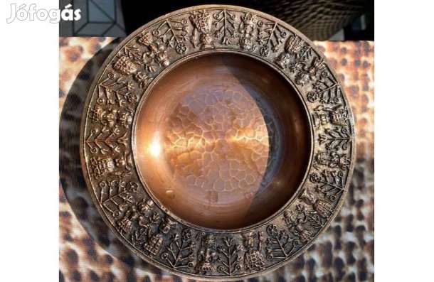 Régi Szilágyi Ildikó ötvösművész bronz fali dísz tál tányér retro