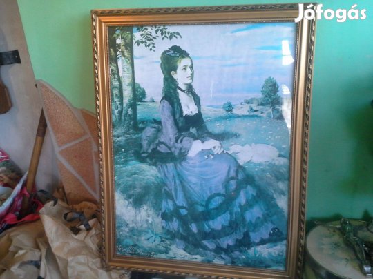Régi Szinyei Merse Pál lilaruhás nő lila ruhás aranyozott keretben