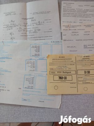 Régi Takarékpénztár hitel elszámolási iratok 7db egybe 70-80-as év