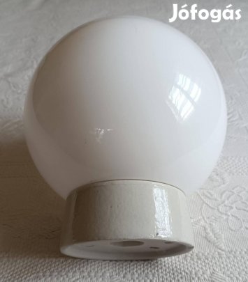 Régi Tejfehér Üveg Kültéri / Beltéri Lámpabúra + Foglalat / Világítás