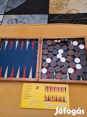 Régi Tric Trac játék, 40 es évek, hiánytalan