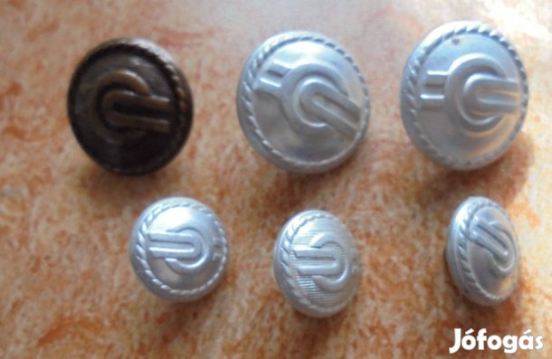 Régi Vasútas MÁV Egyenruha Gombok