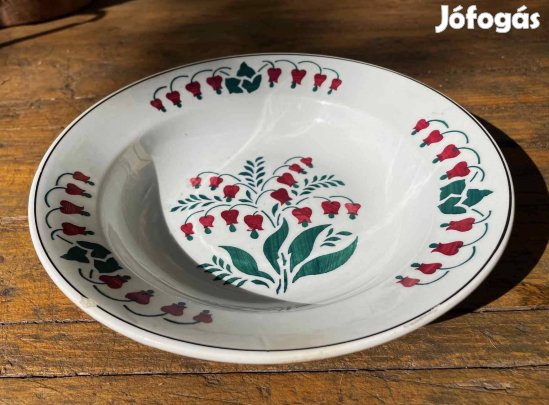 Régi Wilhelmsburg szőlős hagymás és virág mintás keménycserép Fali tál