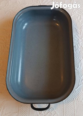 Régi Zománcos / Zománcozott Jelzett Erős Füles Sütő Tepsi (30x20 cm)