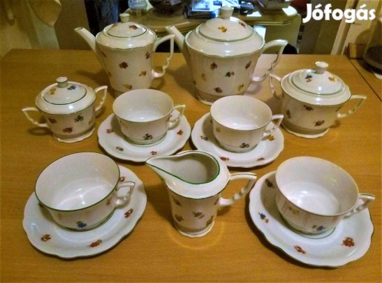 Régi Zsolnay gyönyörű manófüles, teás dupla kanna+cukros