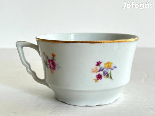 Régi Zsolnay manófüles virágos virágmintás porcelán csésze teás csésze