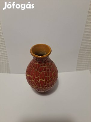 Régi Zsolnay ökörvérmázas, repesztett váza