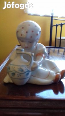 Régi Zsolnay pajzspecsétes porcelán figura nipp Annuska hibátlan