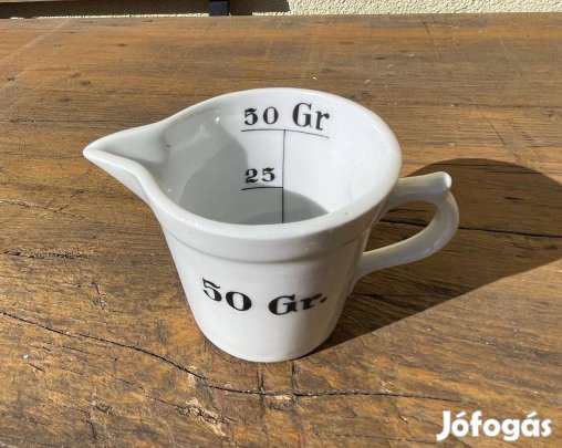 Régi Zsolnay porcelán patikai, gyógyszertári mérce, mérőedény