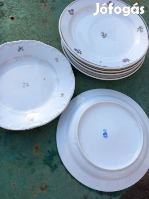 Régi Zsolnay porcelán virágmintás kistányér 5db plusz egy db egybe