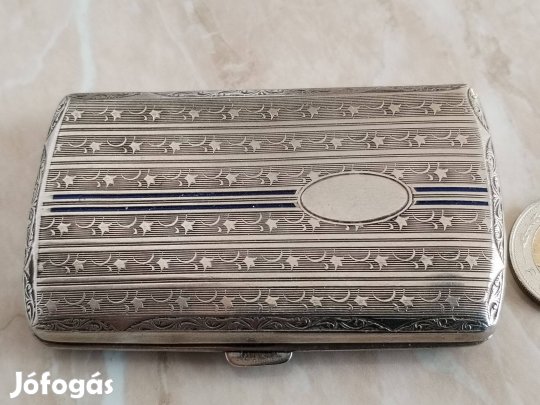 Régi "Dózni" cigaretta tartó ezüstözött cizellált szép db
