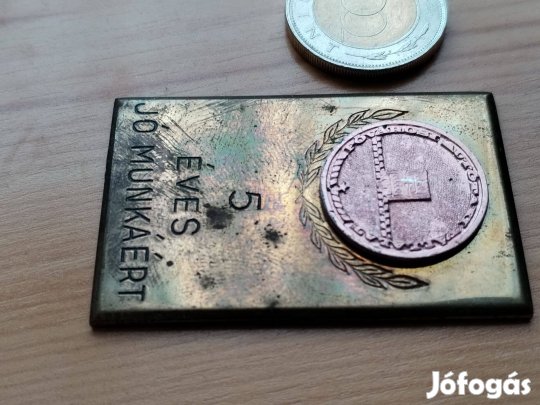 Régi "Fővárosi Autótaxi Vállalat" 5 éves Jó Munkáért plaket ritka