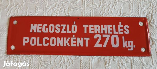 Régi "Megoszló terhelés" Zománcos / Zománcozott Piros Tábla