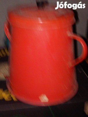 Régi / Retro Piros "Bonyhádi" 5 Literes Zománcos Zsíros Bödön / Véndő