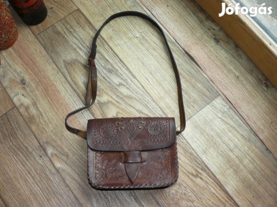 Régi , retró bőr táska , válltáska