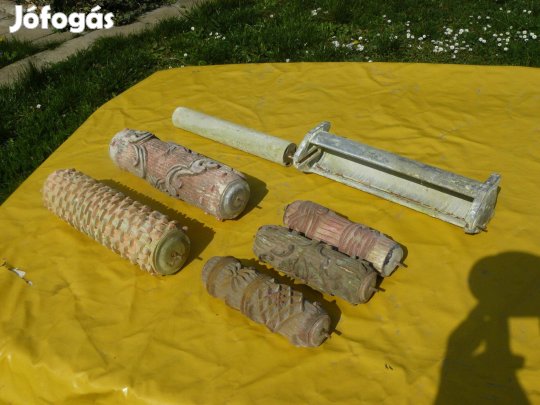 Régi , retró gumi festőhenger , falminta készítő , mintázó készlet