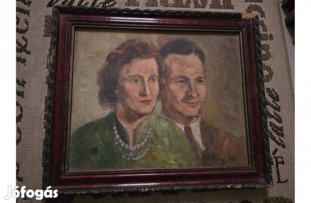 Régi, antik szignozott festmény, 51x43 cm