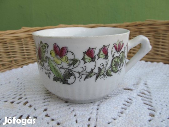 Régi, ciklámen mintás porcelán csésze
