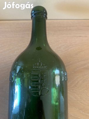 Régi, címeres zöld Kristályvizes üveg 1 L