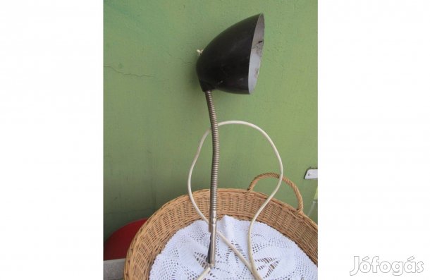 Régi, hiányos, asztali lámpa, szép búrával