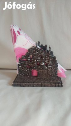 Régi, jelzett, nagyobb méretű, 925 ezüst, Jeruzsálem látképe szalvétat