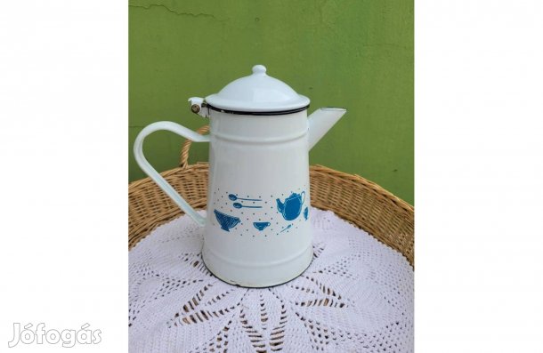 Régi, jelzett, zománcos kanna 2 L