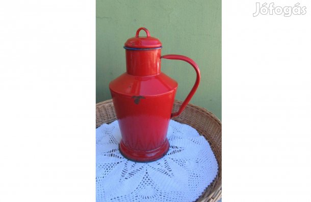 Régi, jelzett, zománcos kis vizeskanna