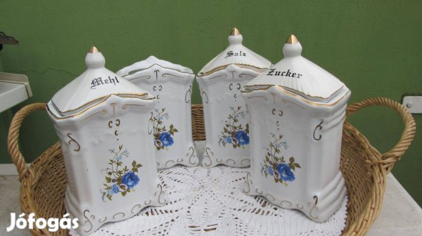 Régi, jelzett porcelán fűszertartó 4 db