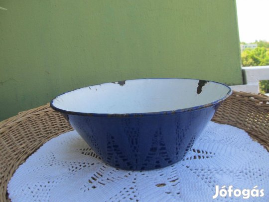 Régi, jelzett tűzzománc tál